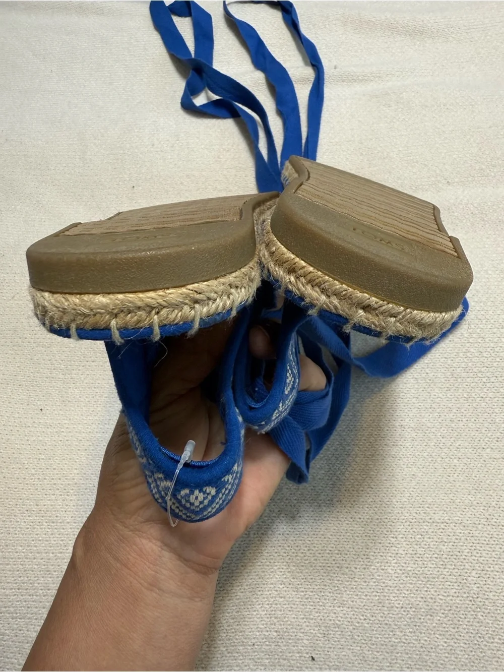 Tom’s Blue Espadrille Lace-Up Flats - Women's Summer Shoes size 10
